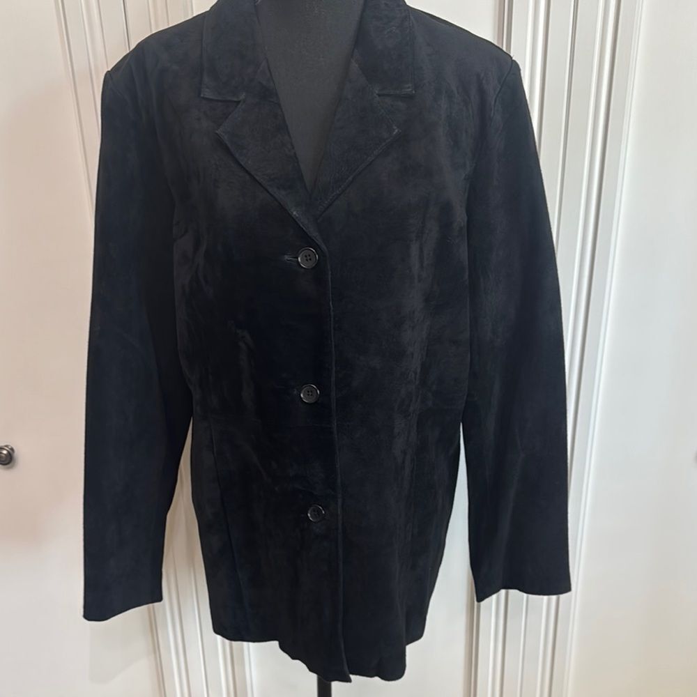 Dialogue Black Suede Blazer Jacket‎